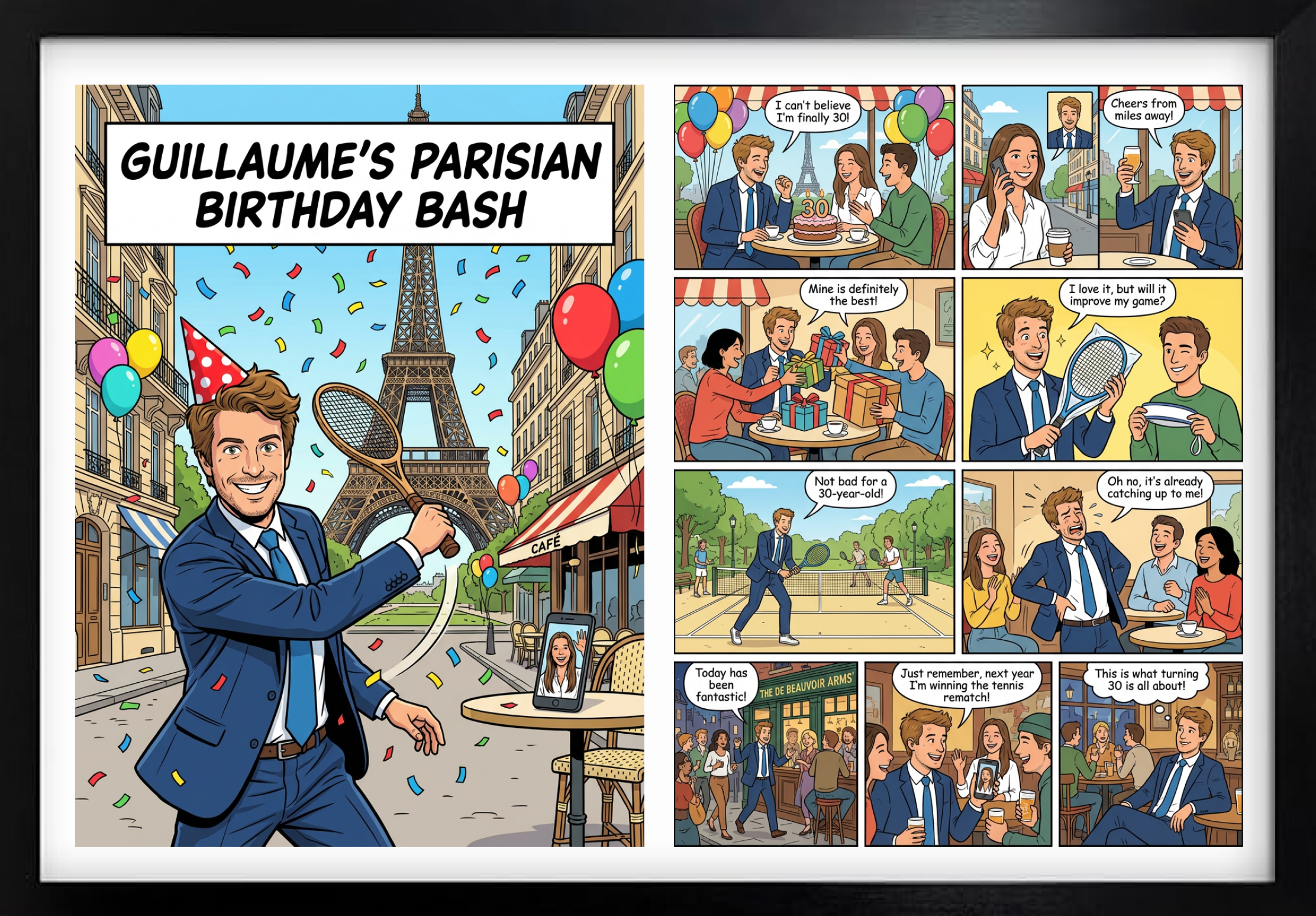 Personalised comic birthday gift for Guillaume