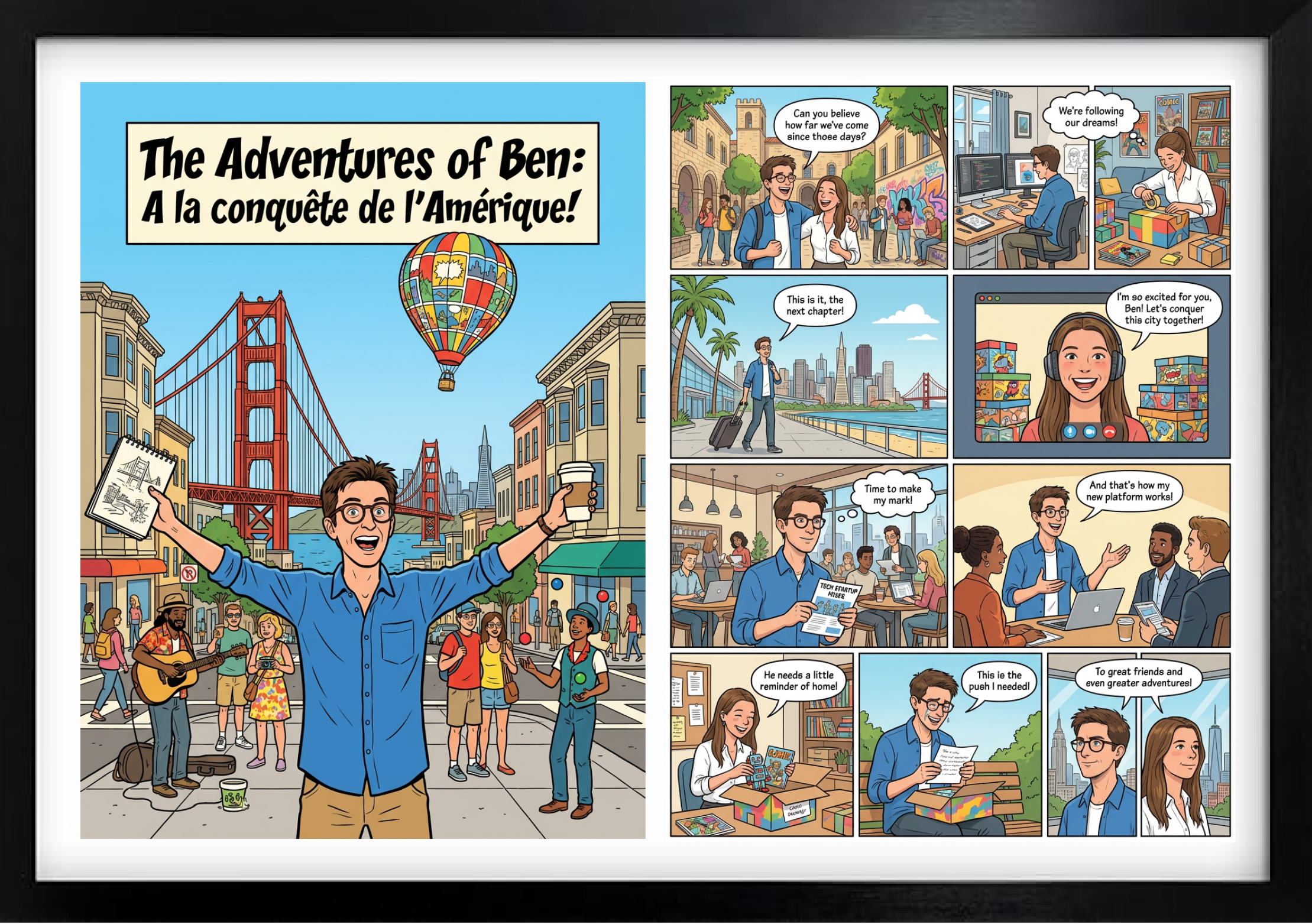 Personalised comic showing consistent character across panels