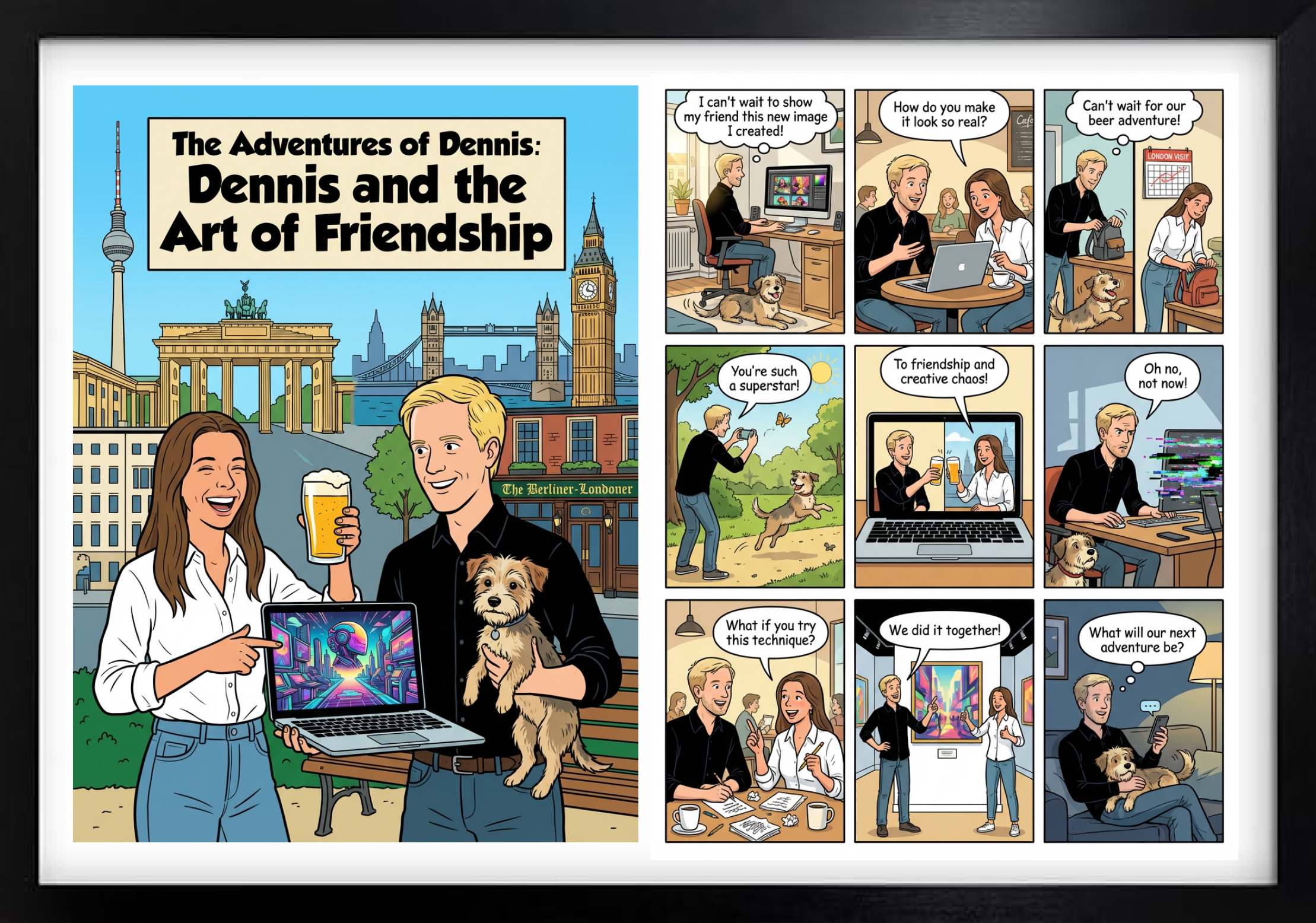 A personalised comic featuring friends on an adventure